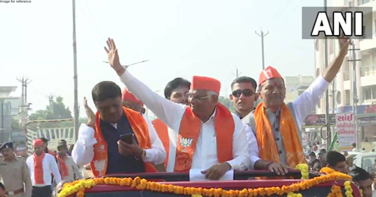 Gujarat CM Bhupendra Patel holds roadshow in Mehsana for phase-2 of poll campaign